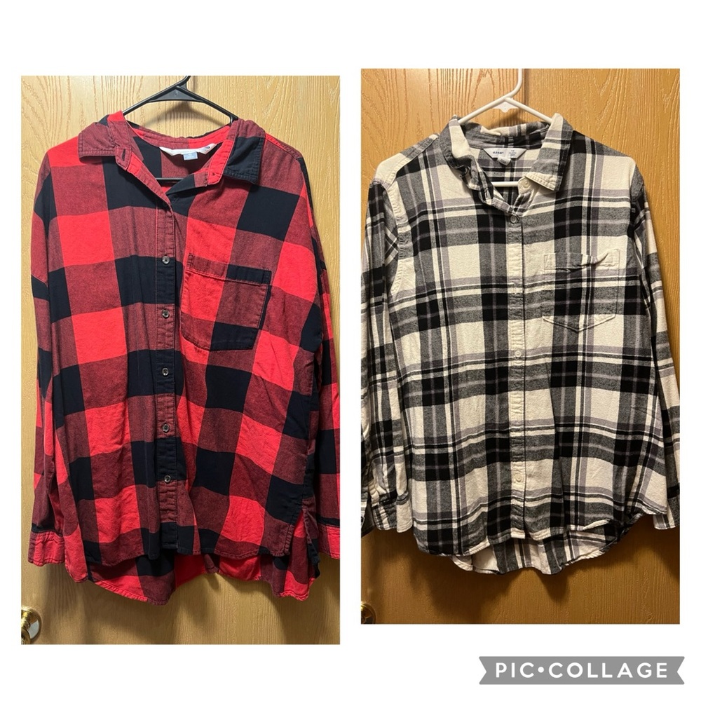 Set of 2 Flannels - One Black & Red and One Black & White